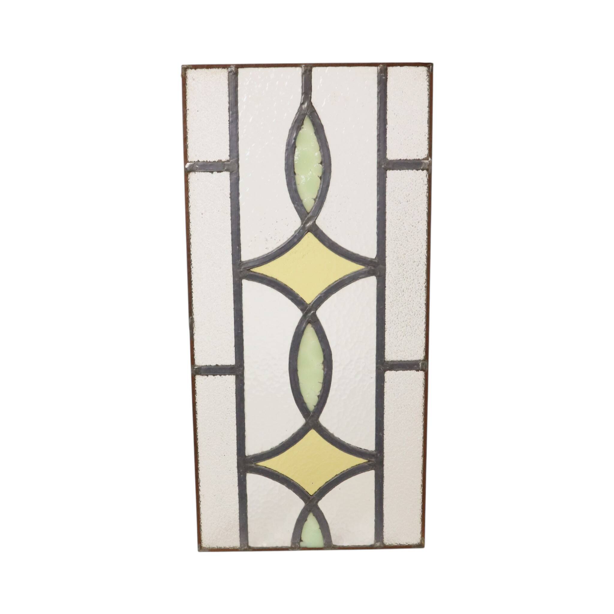 Art Deco Geometric Stained Glass Window 51x24cm
