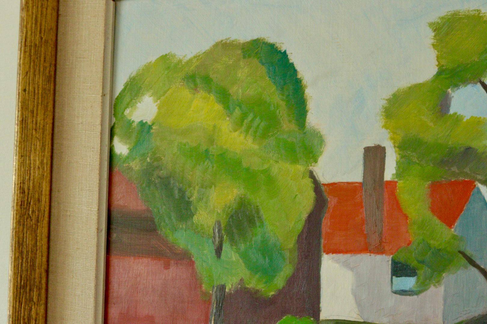 Framed oil on panel "Kopia" by TW, Sweden mid 20th century.