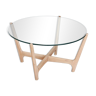 Round Coffee Table - Glass top and beech base