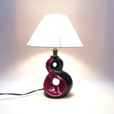 Red and black ceramic bedside lamp 8 Vallauris 50s 1950 vintage