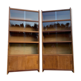 Pair of vintage glass shelves libraries