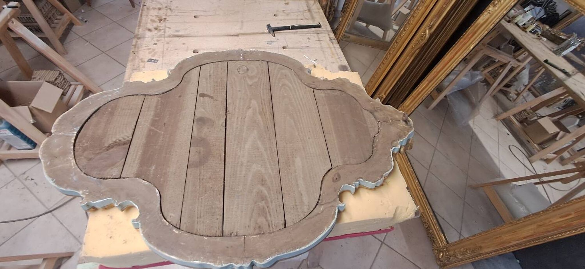 XX carved wood mirror 95 x 67