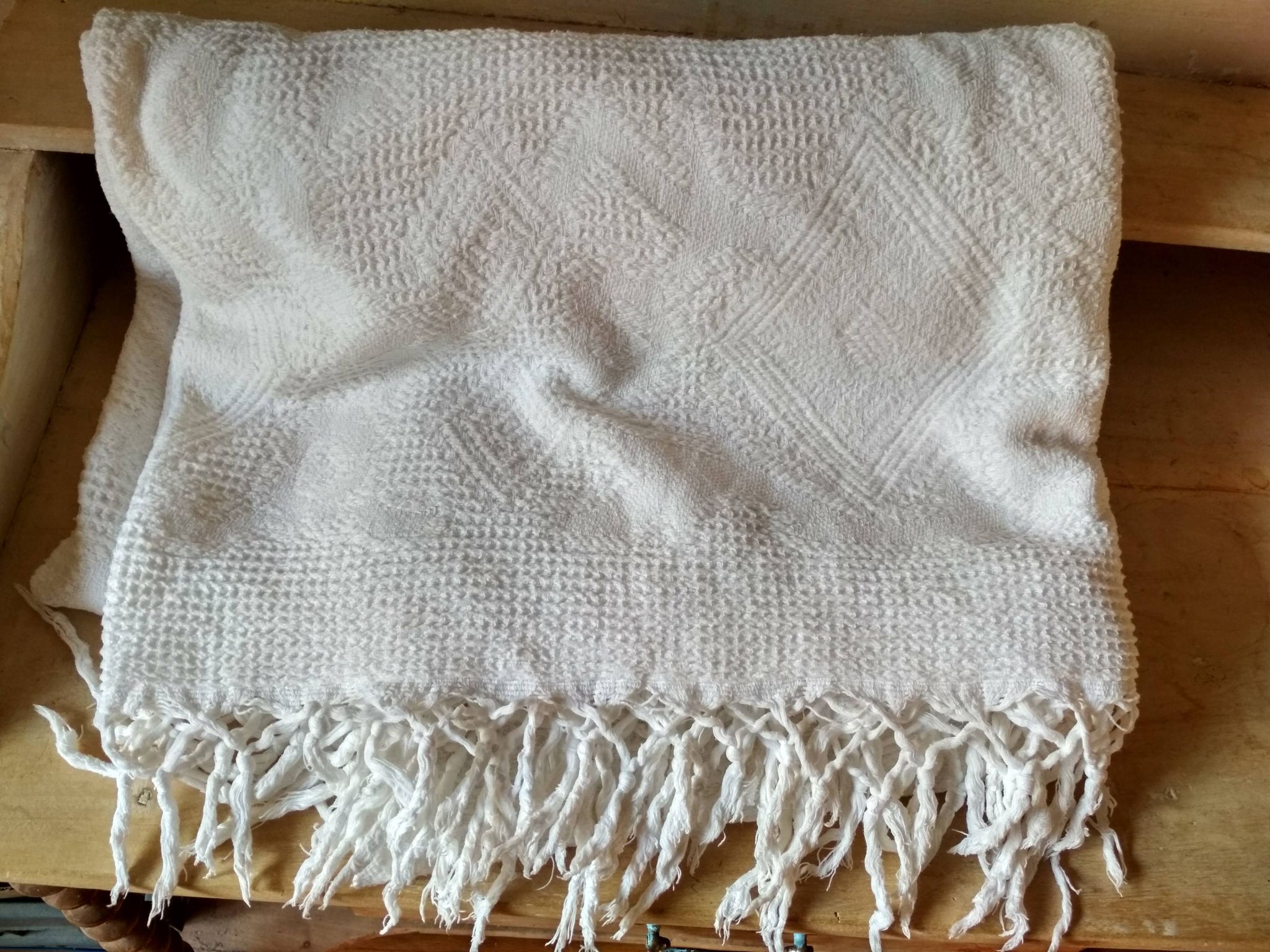 Dessus de lit en coton blanc  tissé , lit 1 place