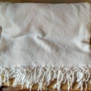 Dessus de lit en coton blanc  tissé , lit 1 place