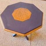 Table basse en bois octogonale, pied central