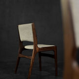Vintage Scandinavian Modern Teak and Beige Wool Dining Chairs Model 89 by Erik Buch, 1950s, Set of 4