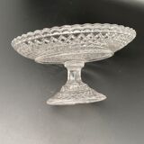 Clear glass footed plate with worked handle