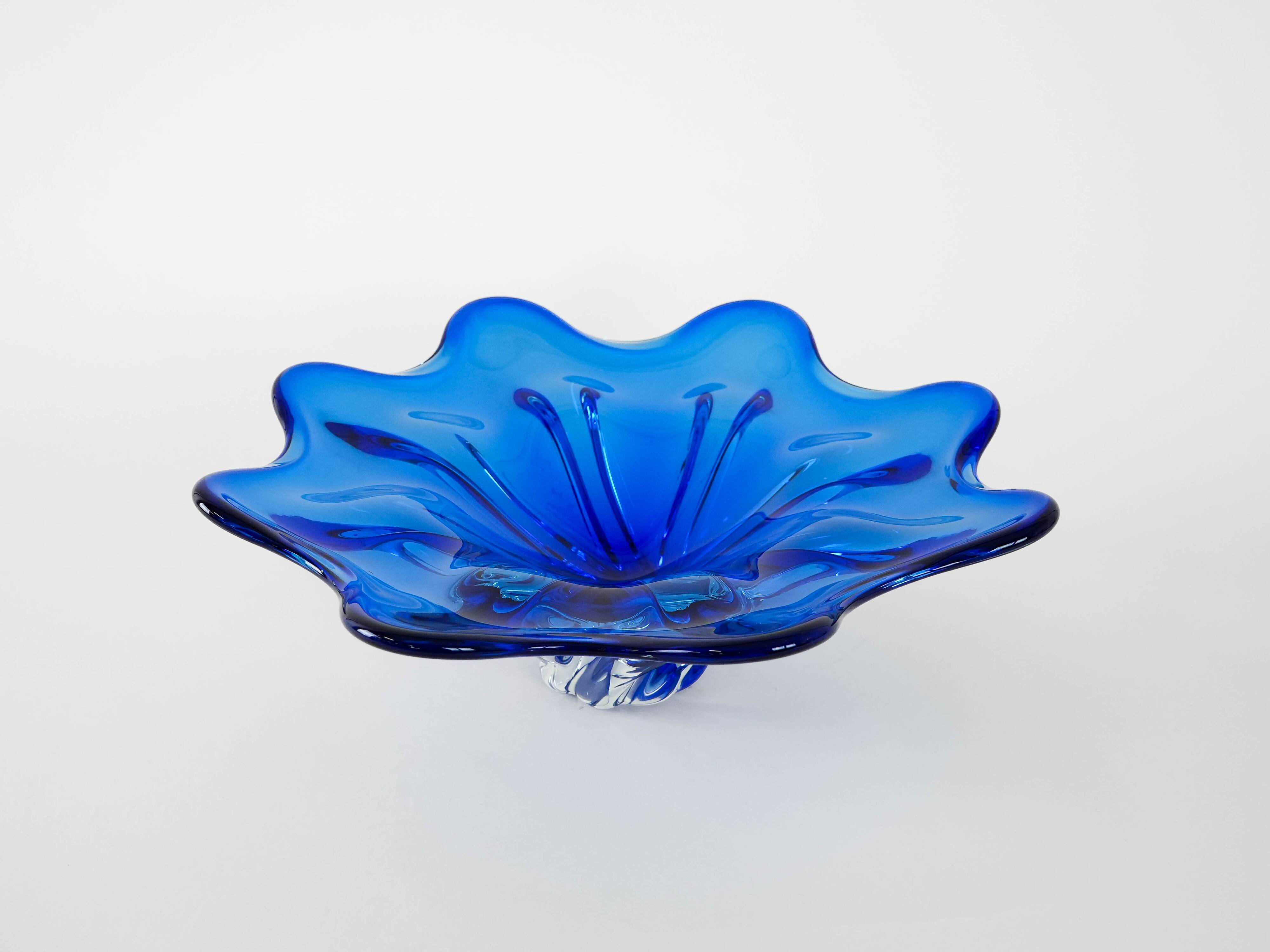 Cobalt flower bowl, Danish design, 1970s, made in Denmark