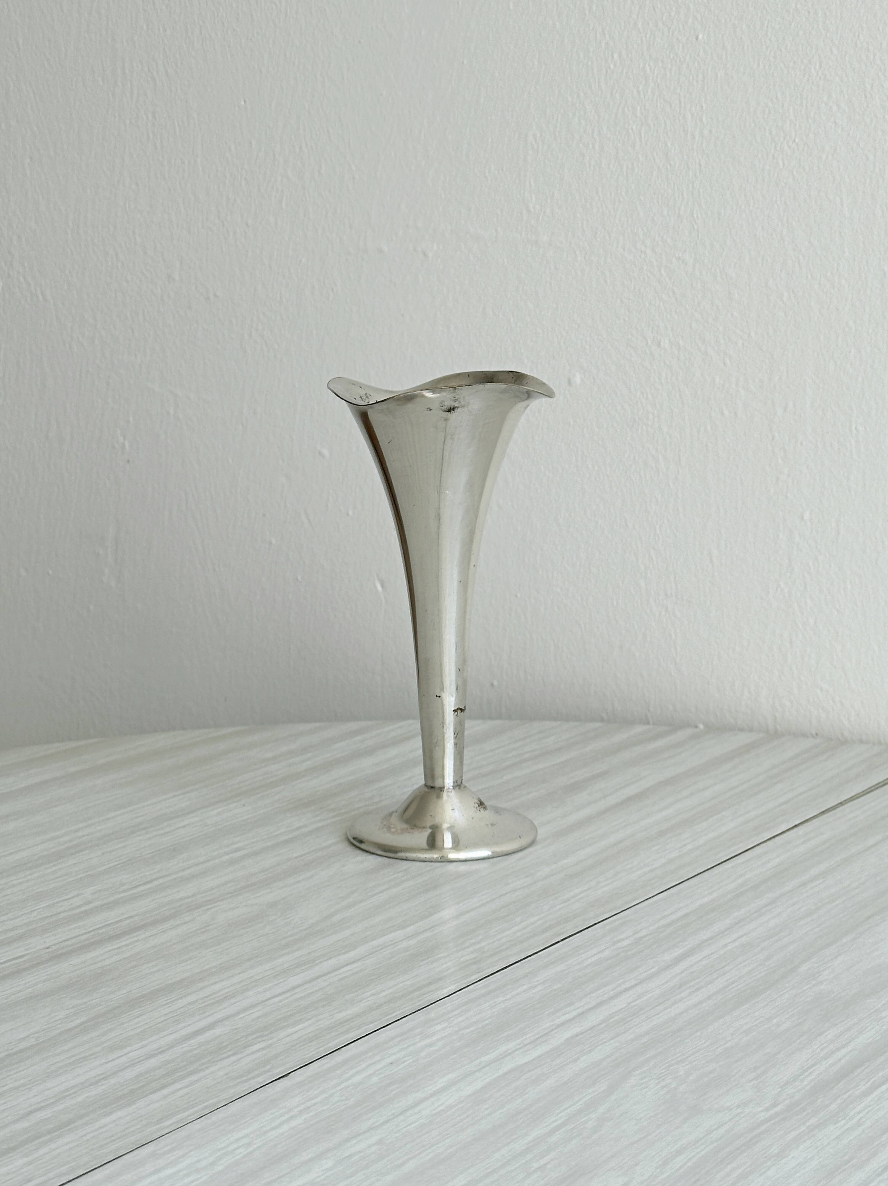 Antique metal soliflore vase