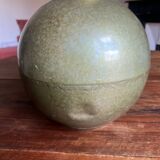 Grand vase en acier vert et doré