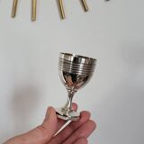 Egg Cup and Small Spoon in Silver Metal