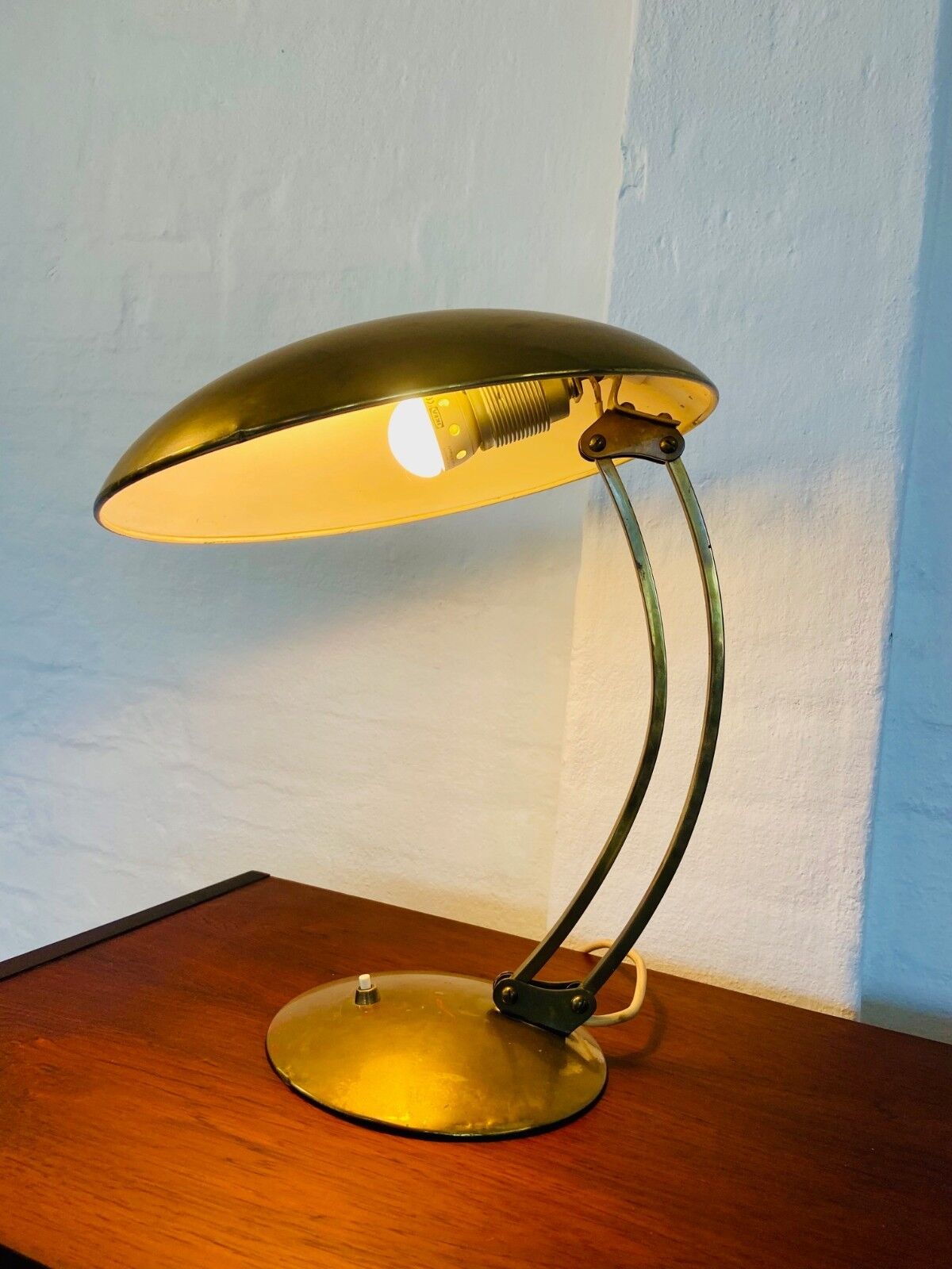 Vintage modernist Kaiser Dell brass lamp 1960s