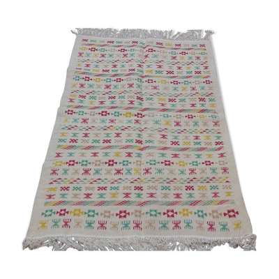 Tapis blanc rouge vert multicolore berbère  180x120cm