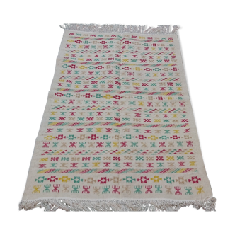 Tapis blanc rouge vert multicolore berbère  180x120cm