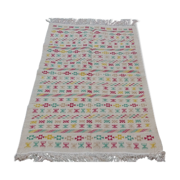 Berber multicolored green red white carpet  180x120cm
