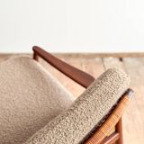 Mid Century Sofa par Hartmut Lohmeyer, teck et cannage