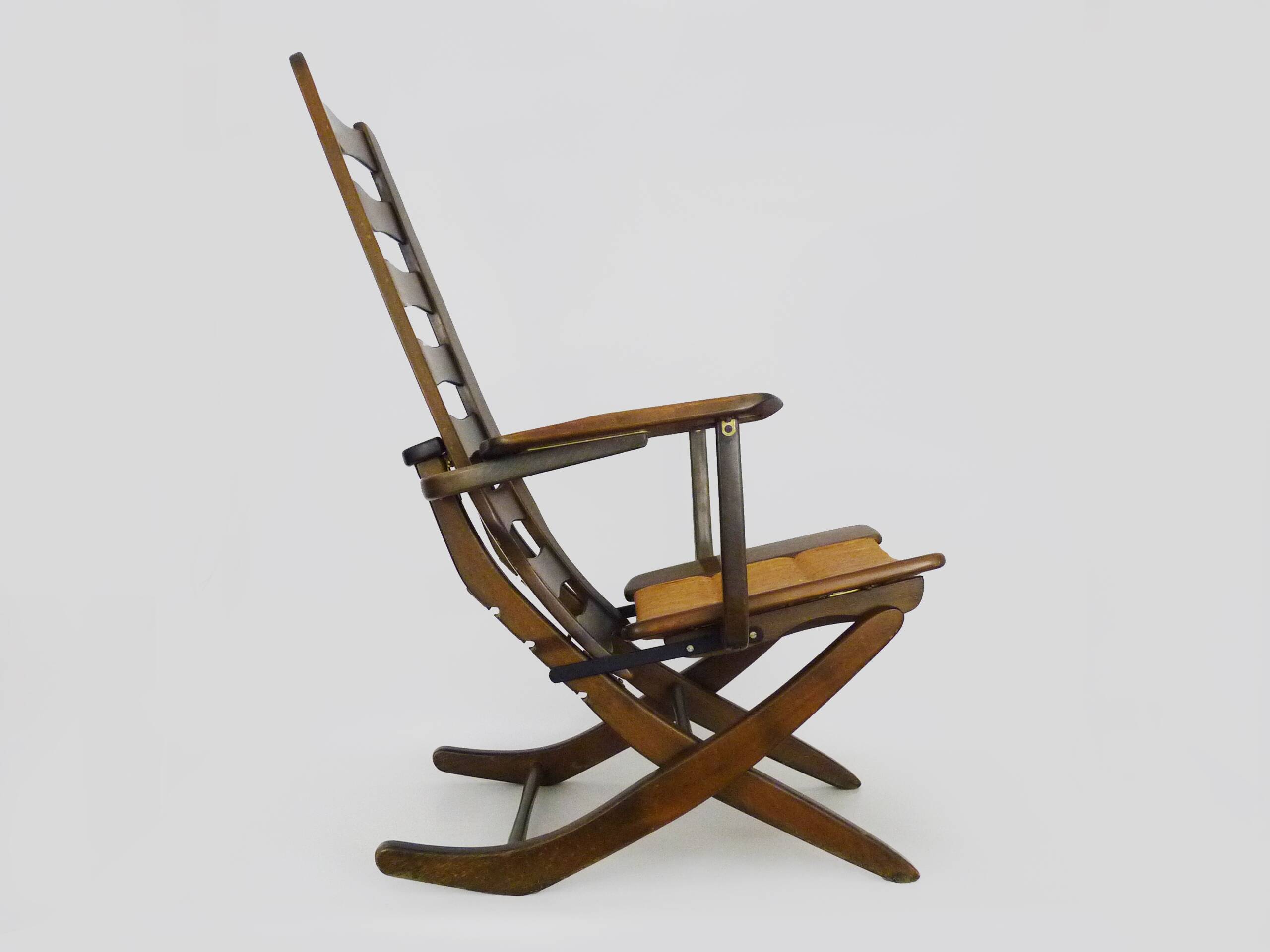 Fauteuil, transat en hêtre par Triconfort, France 1960