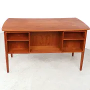 Danish teak writing desk with open storage compartment, 1960s