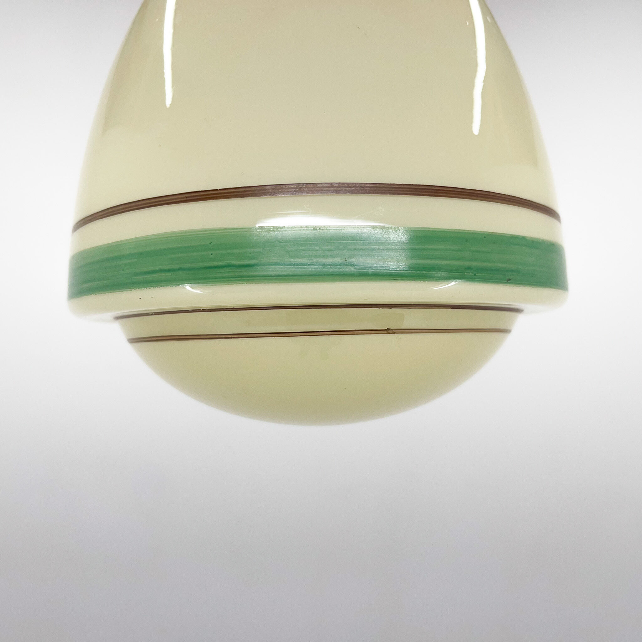 Art Deco Hand Painted Glass Pendant Light, 1930's