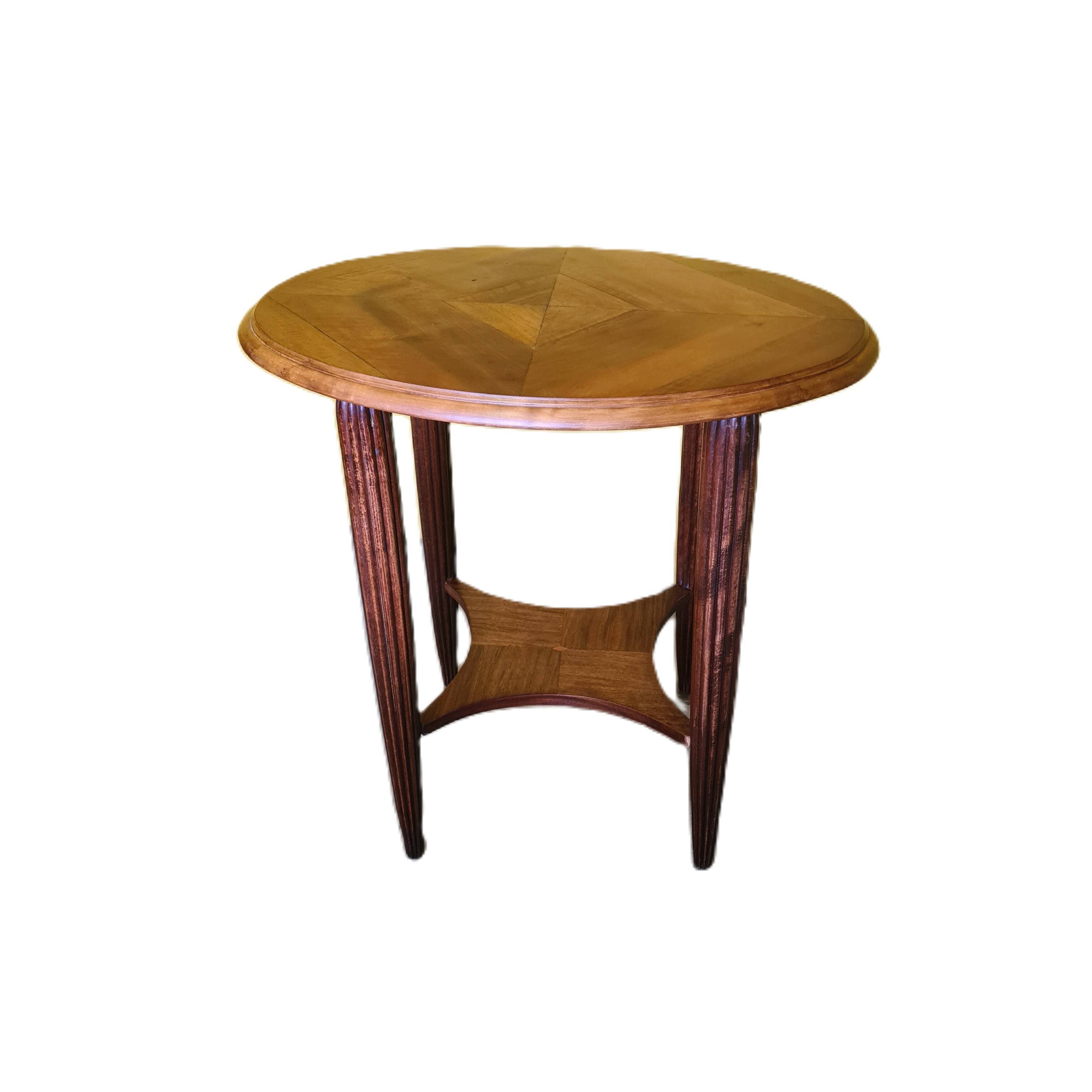French Mahogany Oval Art Deco Side Table, 1930s