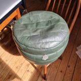Pouf cuir vert bouteille