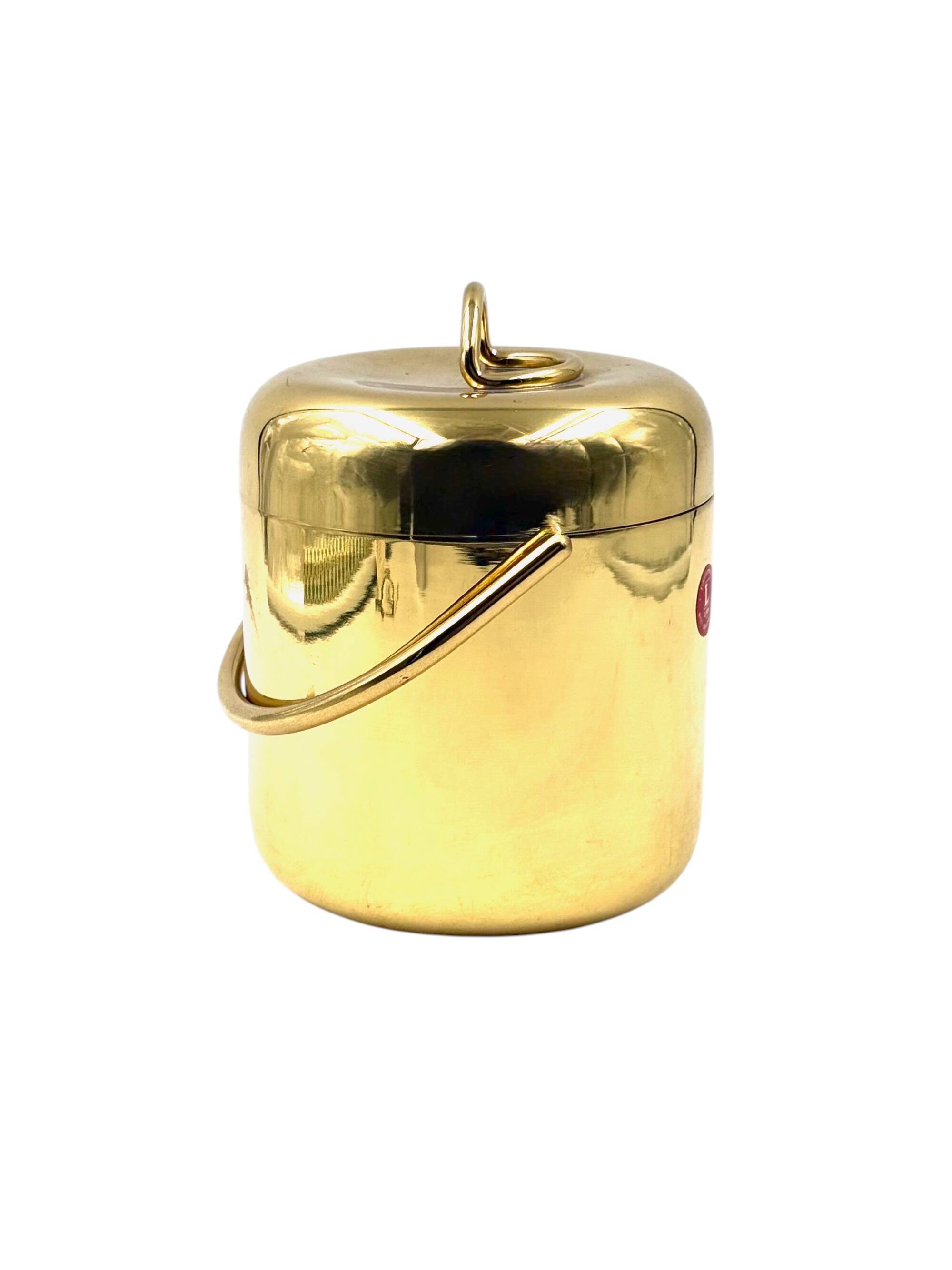 Hollywood regency gold Ice Bucket, Lira Italy ca. 1980s