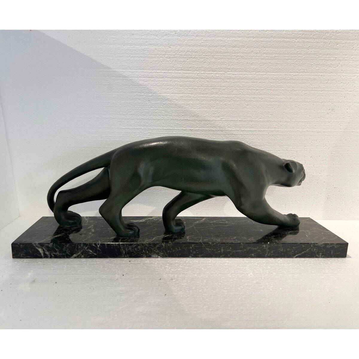 Secondo, Art Deco Panther, 1930, Bronze with Marble Base
