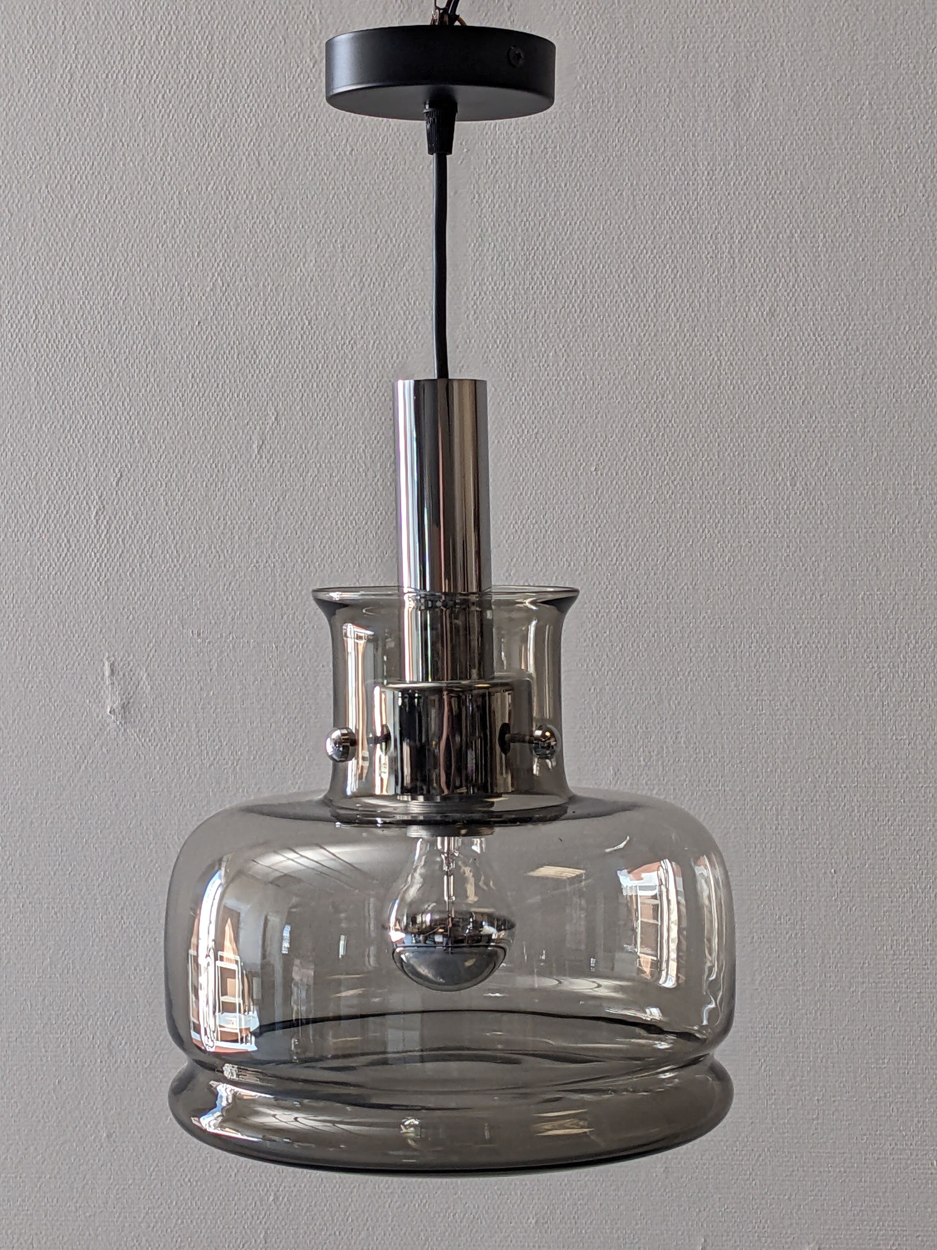 Smoked glass suspension from the 60s/70s by Limburg