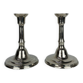 Pair of vintage silver-colored metal candlesticks
