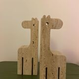 Travertine giraffe bookends, Fratelli Mannelli, Italy, 1970s