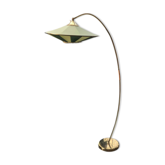 Mid-century floor lamp with pleated shade