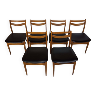 Suite de 6 chaises design vintage scandinave