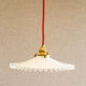 Toothed white opaline pendant lamp with new brass cable and socket