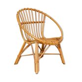 Children's shell armchair in rattan 1960s
