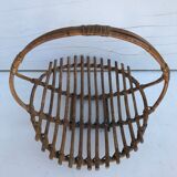 Panier deco paniette en rotin osier tressé et anse vintage