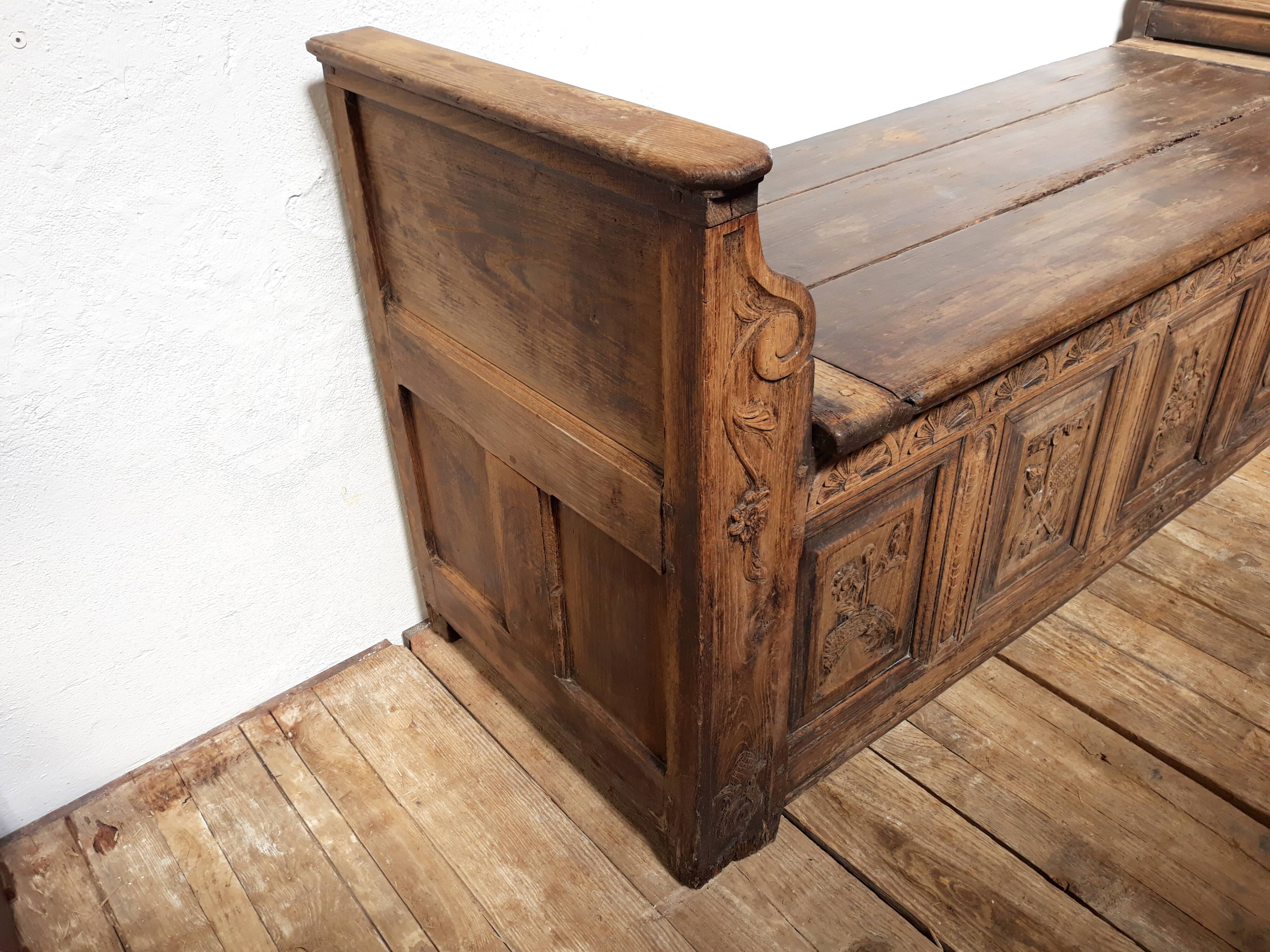 Church bench wooden chest 18th