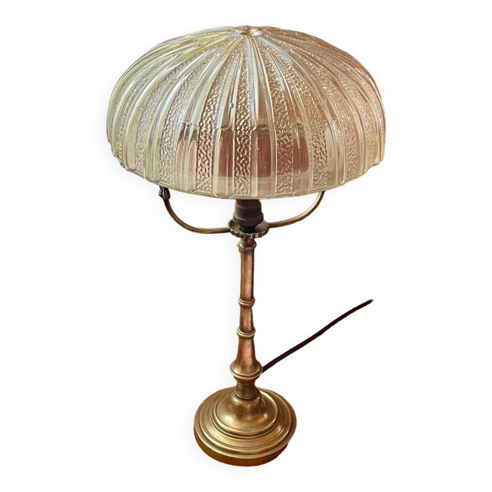 Old Art Deco style lamp 1960 in brass and glass.