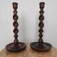 Pair of antique English turned wood candlesticks