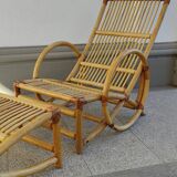 Fauteuil et repose-pieds en bambou