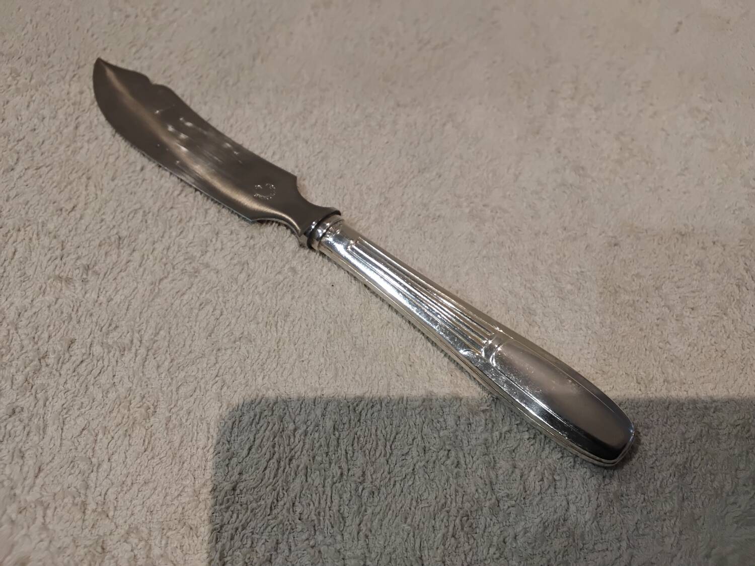 Butter knife with silver metal handle, goldsmith SFAM art deco style