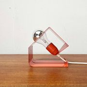 Orange metal table lamp, minimalist, modern mid-century space age, 1960s.