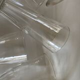 Set of 9 19th century champagne flutes with flat cut edges