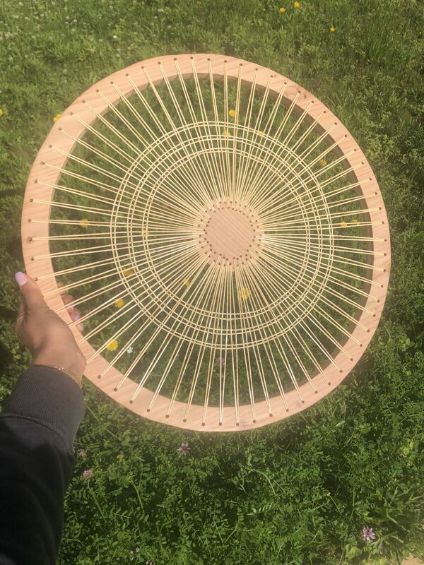 Miroir décoratif tressé en cannage soleil