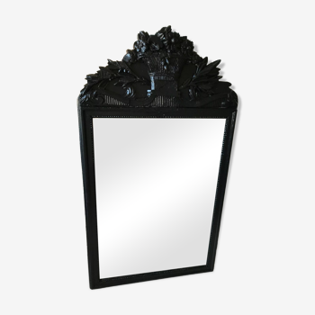 Miroir ancien peint en noir, 143x82 cm