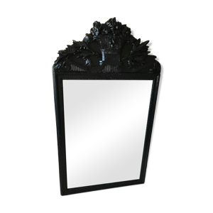 Miroir ancien peint en noir, 143x82