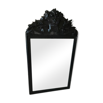 Miroir ancien peint en noir, 143x82 cm