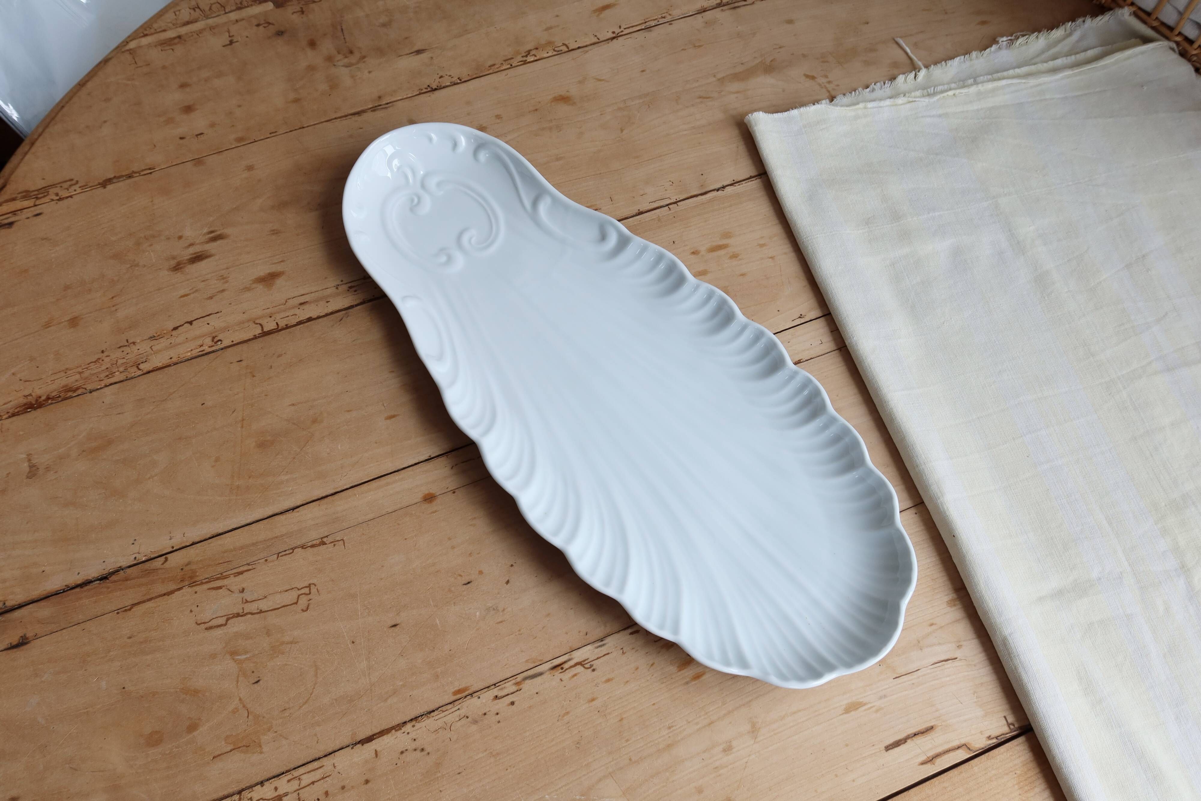 Large vintage white porcelain shell serving platter XXL