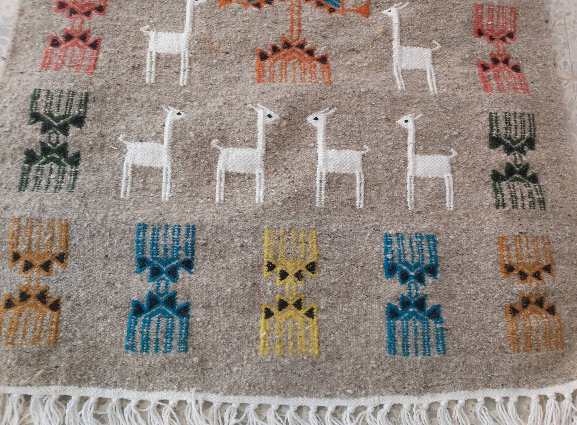 Handmade multicolored Berber pattern kilim rugs 70x120cm