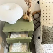 pair of wooden bedside tables