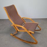 1930s Art Deco Czechoslovak Bentwood Rocking Chair with Original Upholstery